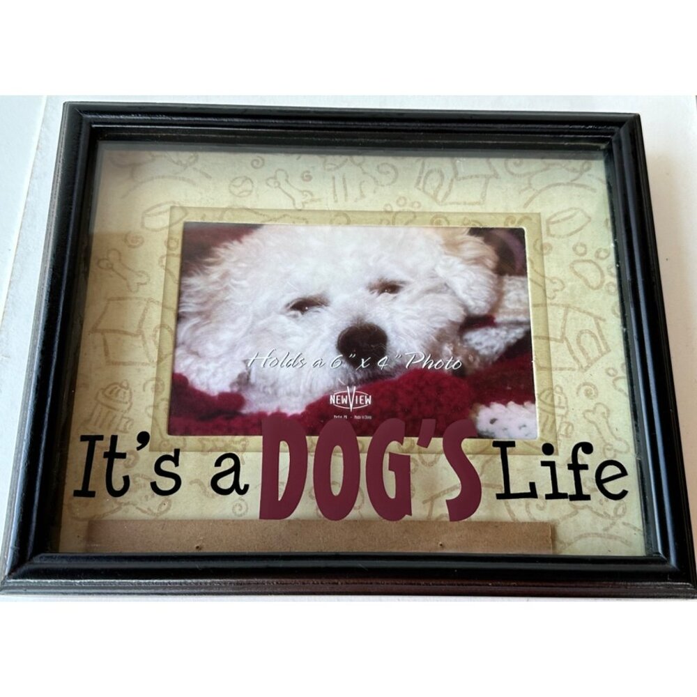 New View Brand "It's a Dog's Life" Dog Theme Photo Frame Size 4 X 6 Photo (READ)